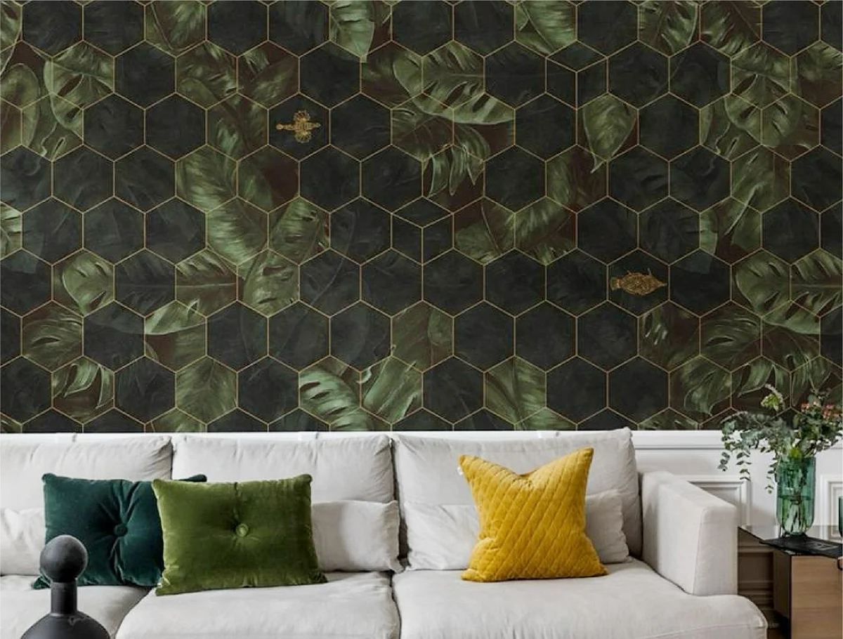 Rebel Walls Hexagon Leaves